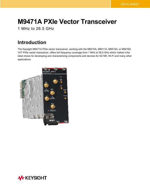 M9471A PXIe Vector Transceiver PDF Asset Page Keysight